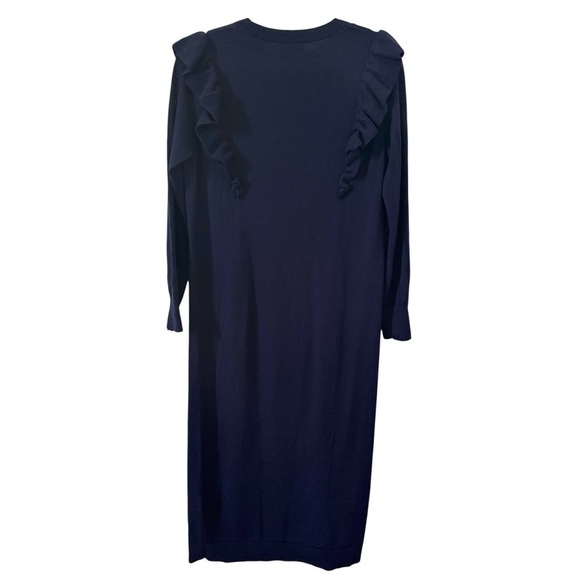 & Other Stories Pointelle Knit 100% Wool Midi Dress in "Dark Blue" Size XS - Picture 8 of 12